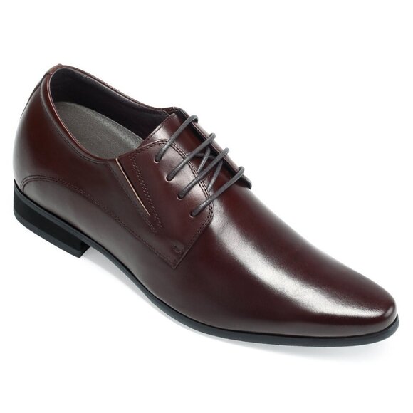 US9 CHAMARIPA 8CM/3.15" ELEVATOR BROWN dress shoes men HEIGHT INCREASE OXFORD - Picture 1 of 6